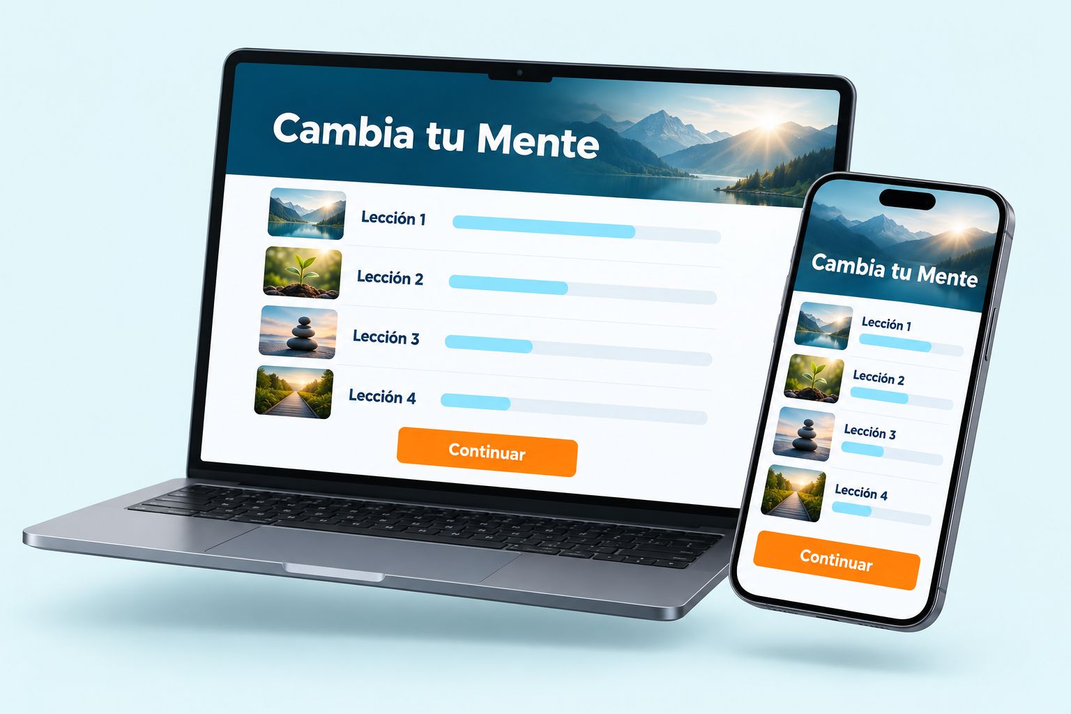 Curso online Cambia tu Mente en computadora y celular